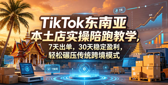 TikTok东南亚本土店实操陪跑教学，7天出单，30天稳定盈利，轻松碾压传统跨境模式-明楼资源站