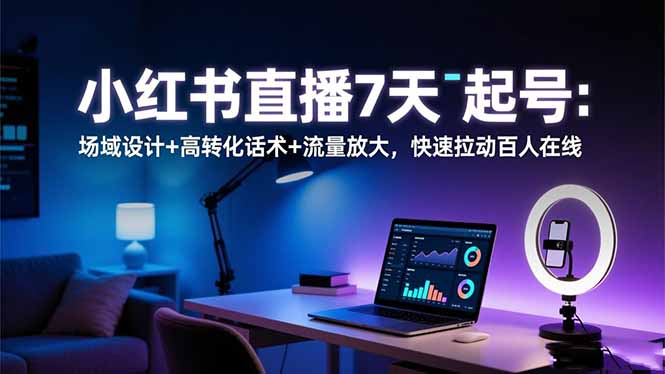 小红书直播7天起号：场域设计+高转化话术+流量放大，快速拉动百人在线-明楼资源站