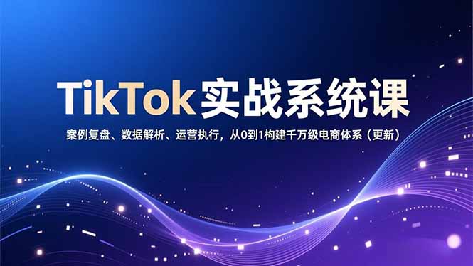 TikTok实战系统课，案例复盘、数据解析、运营执行，从0到1构建千万级电商体系(更新-明楼资源站