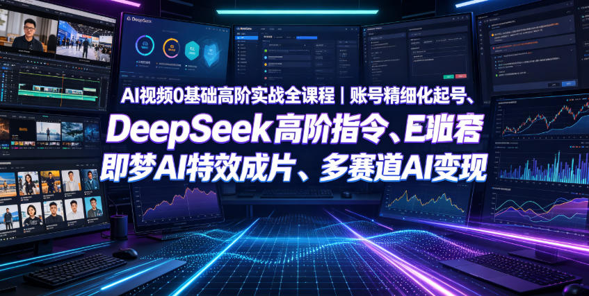 AI视频0基础高阶实战全课程｜账号精细化起号、DeepSeek高阶指令、即梦AI特效成片、多赛道AI短视频量产变现-明楼资源站