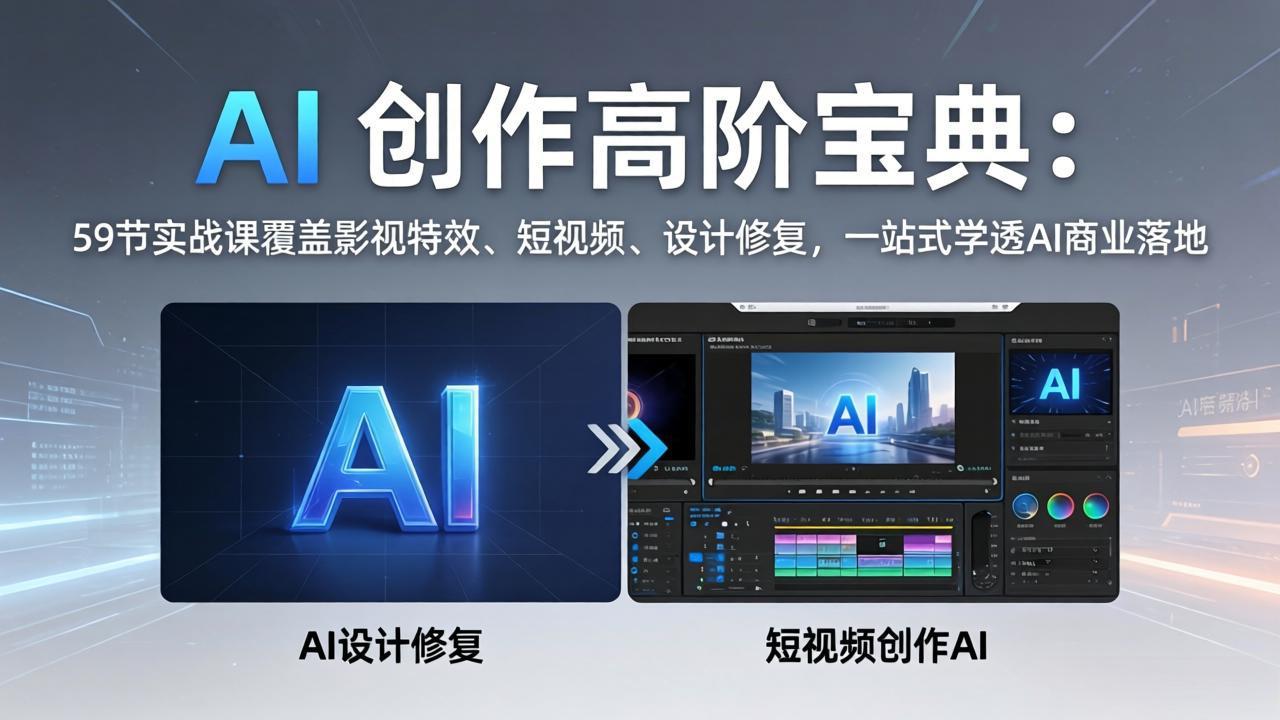 AI 创作高阶宝典：59节实战课覆盖影视特效、短视频、设计修复，一站式学透AI商业落地-明楼资源站