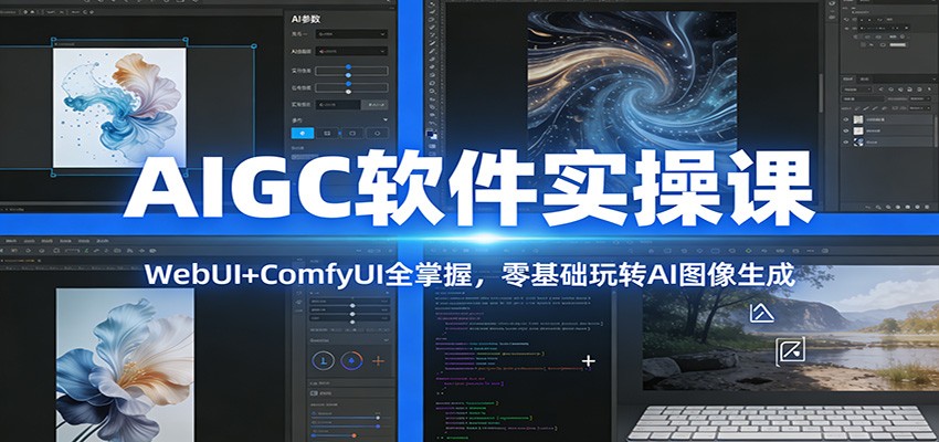 AIGC软件实操课：WebUI+ComfyUI全掌握，零基础玩转AI图像生成-明楼资源站