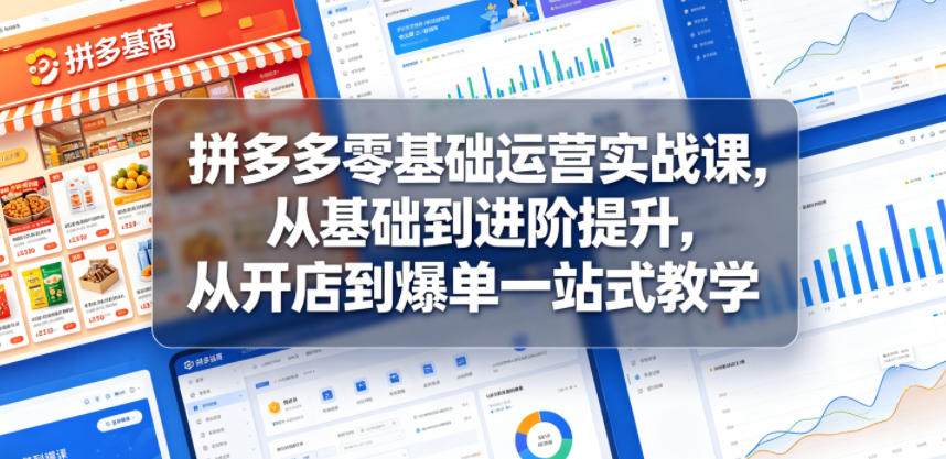 拼多多零基础运营实战课，从基础到进阶提升，从开店到爆单一站式教学-明楼资源站