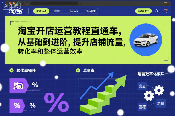淘宝开店运营教程直通车，从基础到进阶，提升店铺流量，转化率和整体运营效率(更新26年4月20日)-明楼资源站