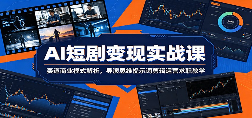 AI短剧变现实战课：赛道商业模式解析，导演思维提示词剪辑运营求职教学-明楼资源站
