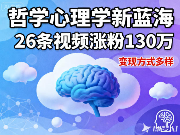 短视频新蓝海，哲学心理学赛道，26条视频涨粉130W，变现方式多样-明楼资源站