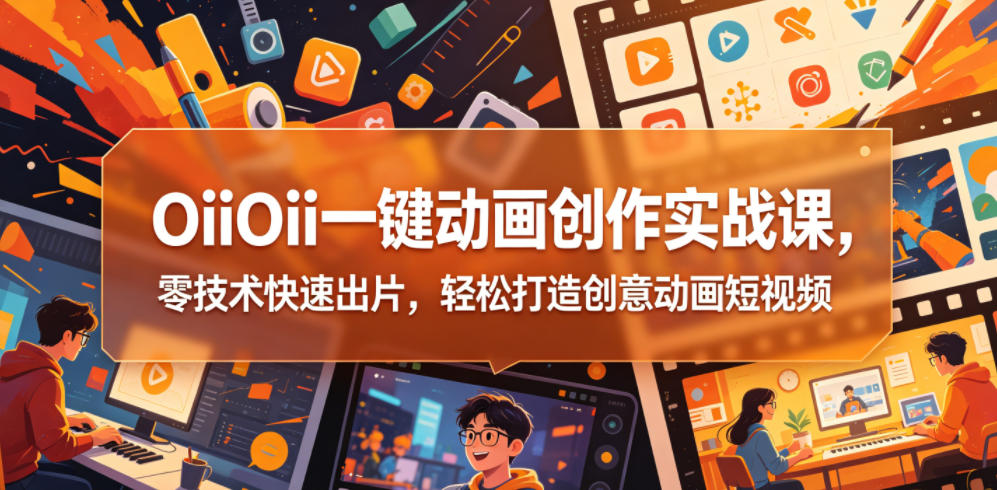 OiiOii一键动画创作实战课，零技术快速出片，轻松打造创意动画短视频-明楼资源站