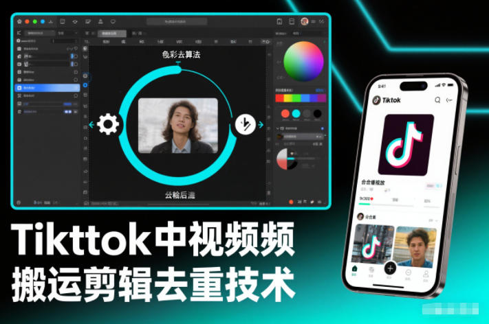 Tiktok中视频纯搬运剪辑去重技术，外来技术，自行测试-明楼资源站