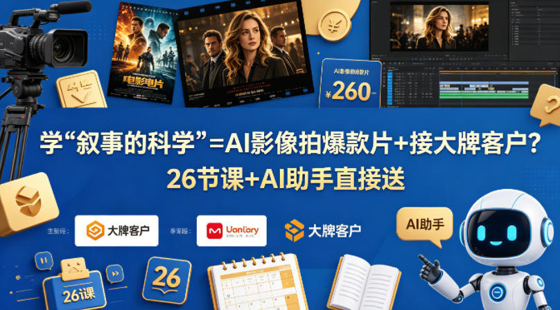 学《叙事的科学》=AI影像拍爆款片+接大牌客户？26节课+AI助手直接送【原创双语字幕】-明楼资源站