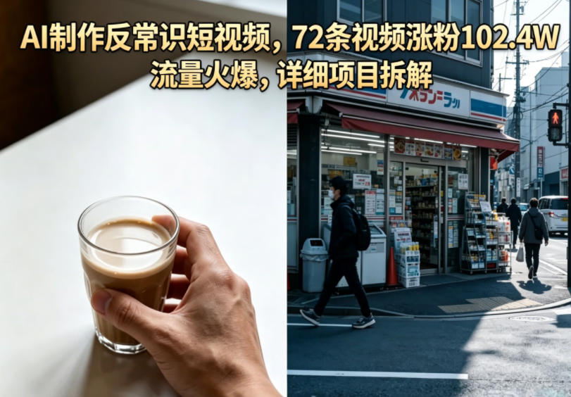 AI制作反常识短视频，72条视频涨粉102.4W，流量火爆，详细项目拆解-明楼资源站