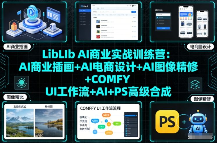 LibLIb AI商业实战训练营：AI商业插画+AI电商设计+AI图像精修+COMFY UI工作流+AI+PS高级合成-明楼资源站