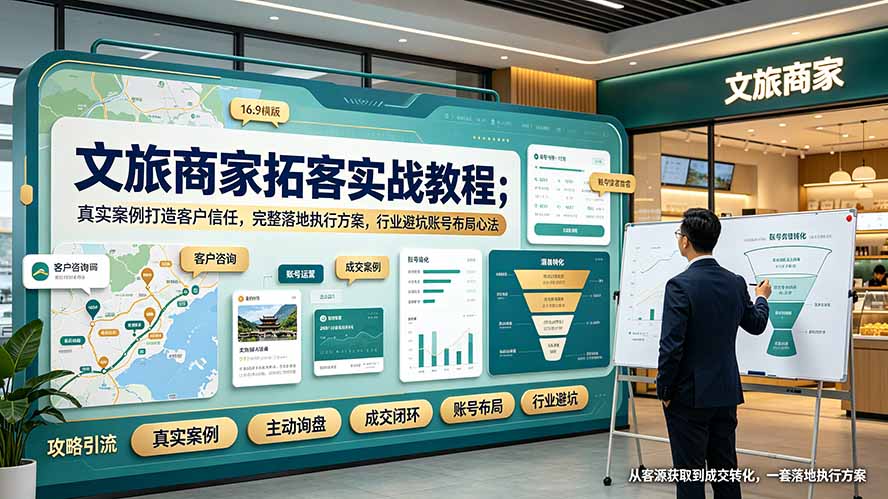 文旅商家拓客实战教程；真实案例打造客户信任，完整落地执行方案，行业避坑账号布局心法-明楼资源站