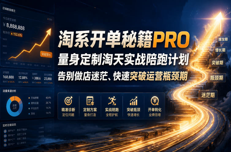 淘系开单秘籍PRO，量身定制淘天实战陪跑计划，告别做店迷茫、快速突破运营瓶颈期(20260715)-明楼资源站