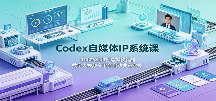 Codex自媒体IP系统课：IP诊断Skill打造爆款复刻，数字人视频多平台自动发布实操-明楼资源站