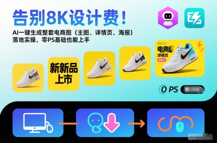 告别8K设计费！AI一键生成整套电商图(主图、详情页、海报)落地实操，零PS基础也能上手-明楼资源站
