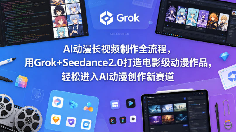 AI动漫长视频制作全流程，用Grok+Seedance2.0打造电影级动漫作品，轻松进入AI动漫创作新赛道-明楼资源站