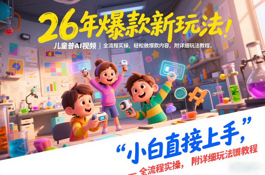 26年爆款新玩法，儿童科普AI视频，全流程实操，轻松做爆款内容，小白直接上手，附详细玩法教程-明楼资源站