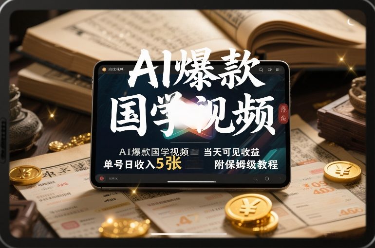 AI爆款国学视频，独家起号方法，小白直接上手，当天可见收益，单号日收入5张+附保姆级教程-明楼资源站