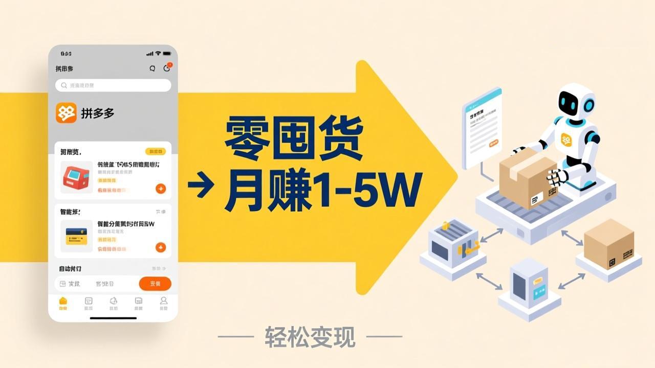 不用囤货不用跑单！拼多多虚拟玩法，机器人管理发货和客服，帮你月赚 1-5W-明楼资源站