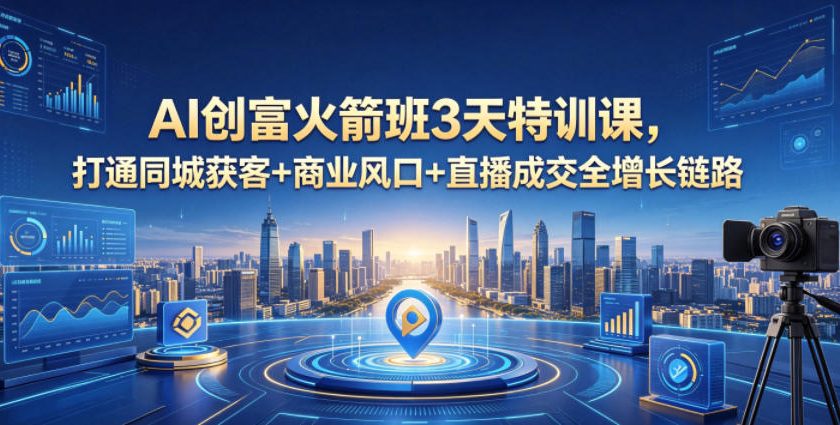AI创富火箭班3天特训课，打通同城获客+商业风口+直播成交全增长链路，2026年4月新课-明楼资源站