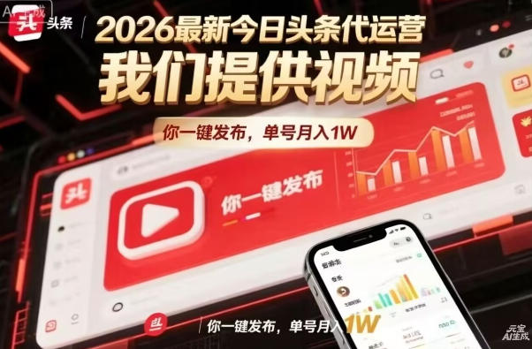 今日头条躺賺模式，你9我1，操作简单，一键发布，单机日入数百，长期合作【揭秘】-明楼资源站