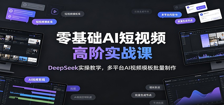 零基础AI短视频高阶实战课：DeepSeek实操教学，多平台AI视频模板批量制作-明楼资源站