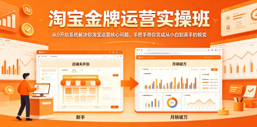 淘宝金牌运营实操班，从0开始系统解决你淘宝运营核心问题，手把手带你完成从小白到高手的蜕变-明楼资源站