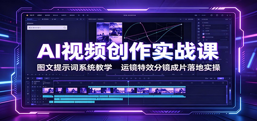 AI视频创作实战课：图文提示词系统教学，运镜特效分镜成片落地实操-明楼资源站