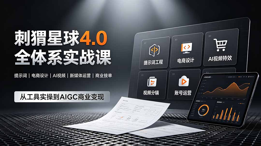 刺猬星球4.0全体系实战课，覆盖提示词工程、电商设计、AI视频特效与新媒体运营，一站式掌握AIGC商业核心技能-明楼资源站