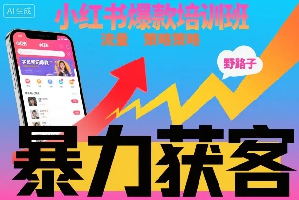 小红书爆款培训班，小红书获客野路子流量打法，暴力持续获客-明楼资源站