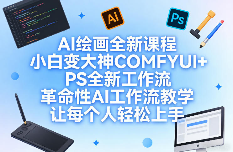 AI绘画全新课程，小白变大神COMFYUI+PS全新工作流，革命性AI工作流教学，让每个人轻松上手-明楼资源站