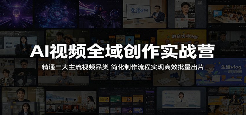 AI视频全域创作实战营：精通三大主流视频品类，简化制作流程实现高效批量出片-明楼资源站