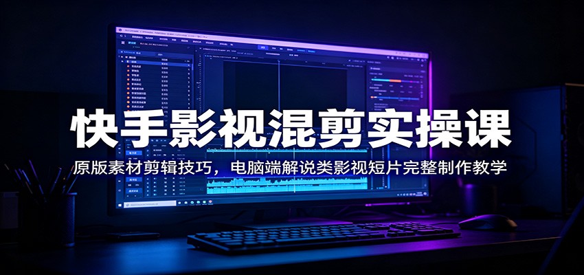 快手影视混剪实操课：原版素材剪辑技巧，电脑端解说类影视短片完整制作教学-明楼资源站