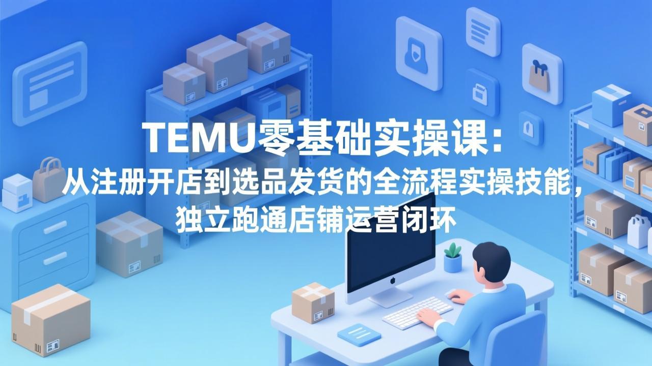 TEMU零基础实操课：从注册开店到选品发货的全流程实操技能，独立跑通店铺运营闭环-明楼资源站