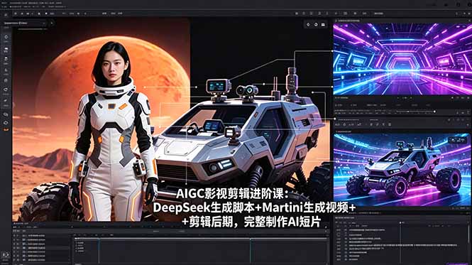 AIGC影视剪辑进阶课：DeepSeek生成脚本+Martini生成视频+剪辑后期，完整制作AI短片-明楼资源站