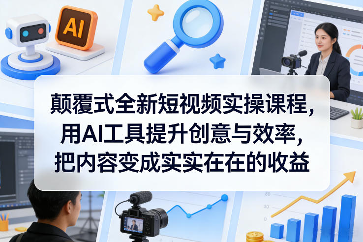 颠覆式全新短视频实操课程，用AI工具提升创意与效率，把内容变成实实在在的收益-明楼资源站