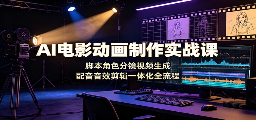 AI电影动画制作实战课：脚本角色分镜视频生成，配音音效剪辑一体化全流程-明楼资源站