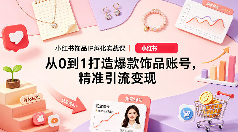 小红书饰品IP孵化实战课｜从0到1打造爆款饰品账号，精准引流变现-明楼资源站