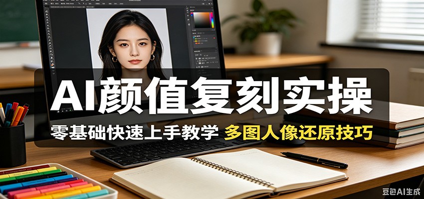 AI颜值复刻实操，零基础快速上手教学，多图人像还原技巧-明楼资源站