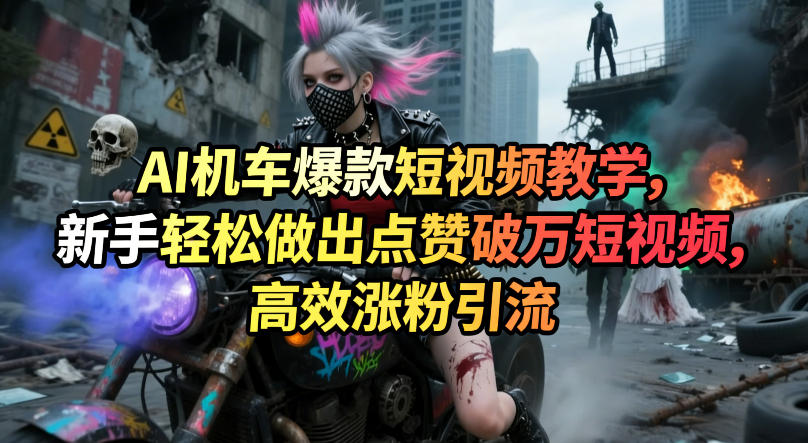 AI机车爆款短视频教学，新手轻松做出点赞破万短视频，高效涨粉引流-明楼资源站