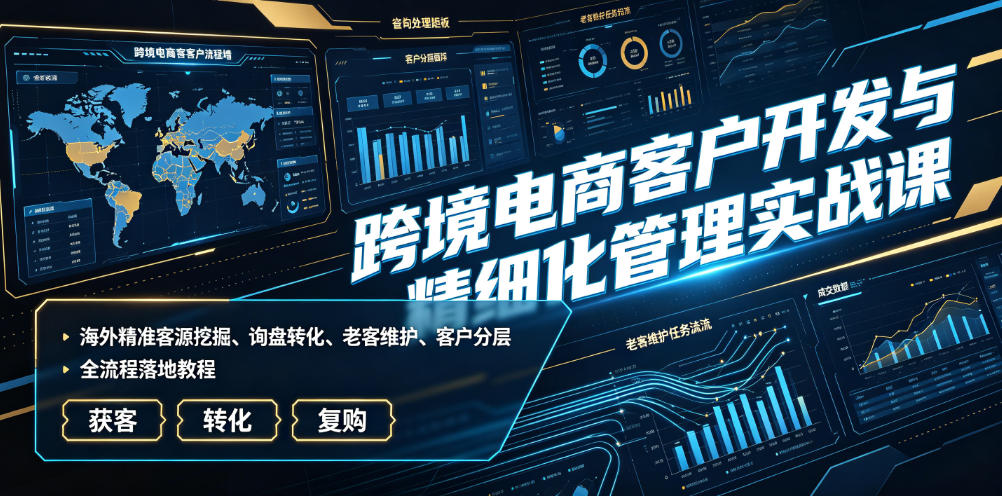 跨境电商客户开发与精细化管理实战课｜海外精准客源挖掘、询盘转化、老客维护、客户分层全流程落地教程-明楼资源站