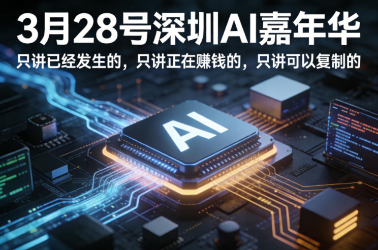 3月28号深圳AI嘉年华，只讲已经发生的，只讲正在賺钱的，只讲可以复制的-明楼资源站