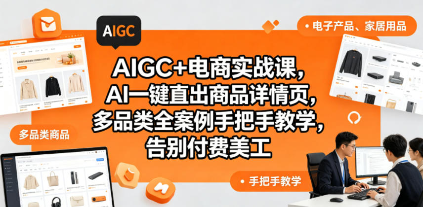 AIGC+电商实战课，AI一键直出商品详情页，多品类全案例手把手教学，告别付费美工(更新)-明楼资源站