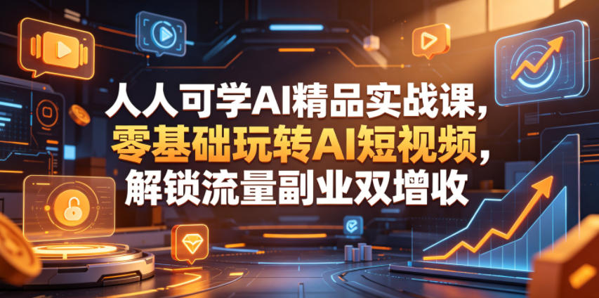 人人可学AI精品实战课，零基础玩转AI短视频，解锁流量副业双增收-明楼资源站