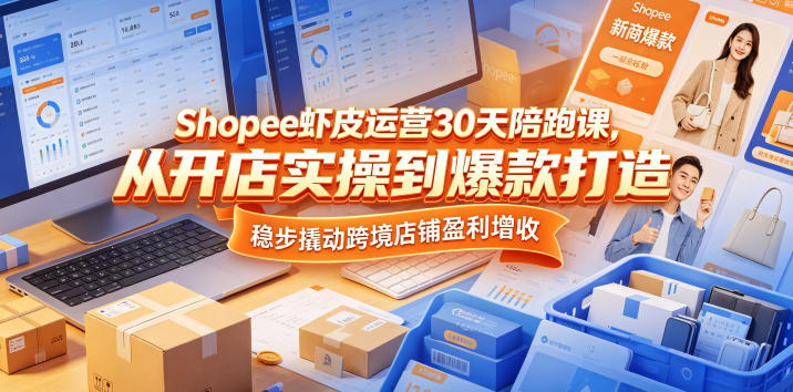 Shopee虾皮运营30天陪跑课，从开店实操到爆款打造，稳步撬动跨境店铺盈利增收-明楼资源站