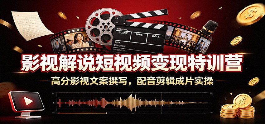 影视解说短视频变现特训营：高分影视文案撰写，配音剪辑成片实操-明楼资源站