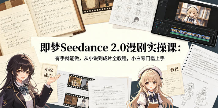 即梦Seedance 2.0漫剧实操课：有手就能做，从小说到成片全教程，小白零门槛上手-明楼资源站