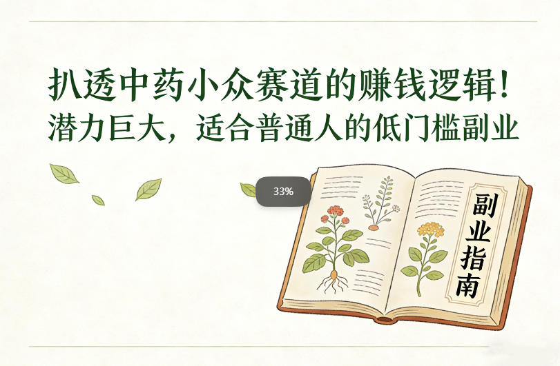 扒透中药小众赛道的賺米逻辑，潜力巨大，适合普通人的低门槛副业-明楼资源站