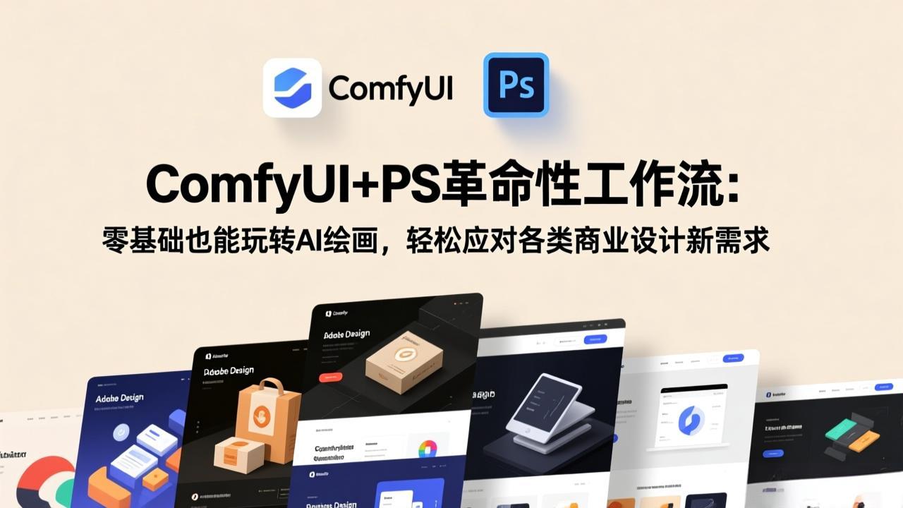 ComfyUI+PS革命性工作流：零基础也能玩转AI绘画，轻松应对各类商业设计新需求-明楼资源站