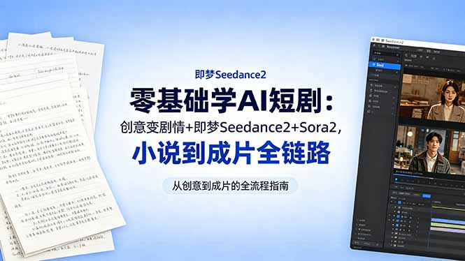 零基础学AI短剧：创意变剧情+即梦Seedance2+Sora2，小说到成片全链路-明楼资源站